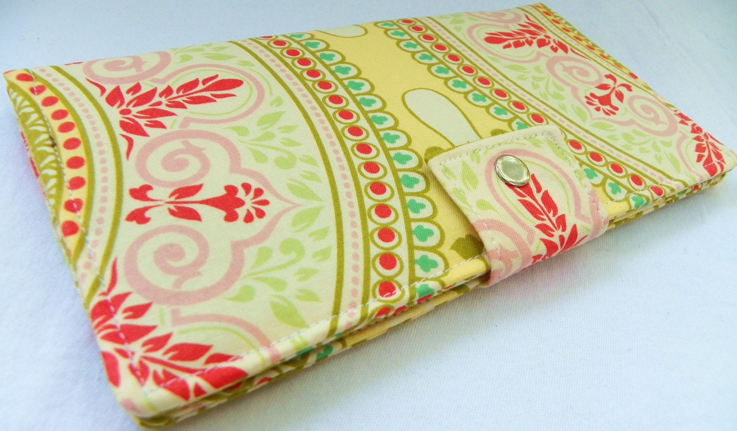 Handmade Long Wallet  BiFold Clutch -SECRET GARDEN -Garden Gate in Moss