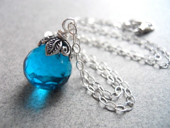 London Calling London Blue Quartz Leaf Necklace