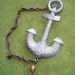Anchors Away - Vintage Silver ANCHOR Brooch or Pin with Gold Tassel