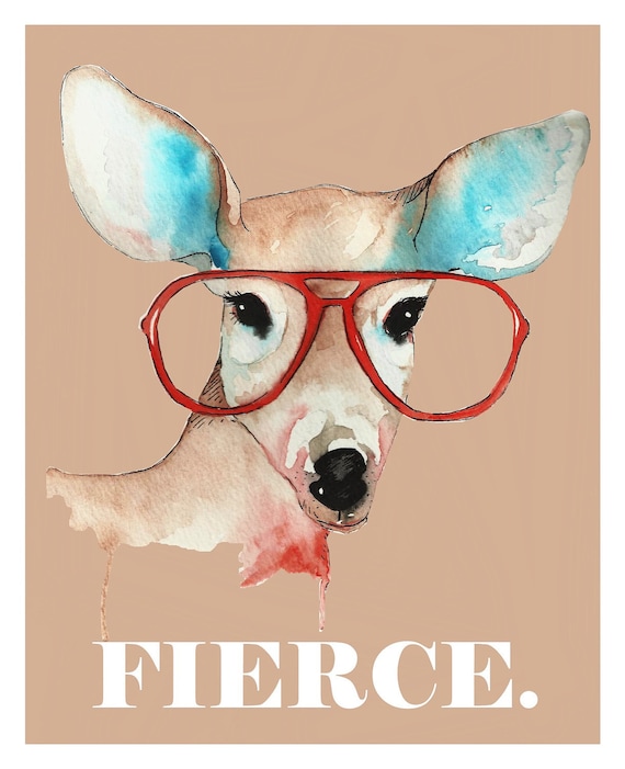 8x10 Fierce Deer Hipster Print
