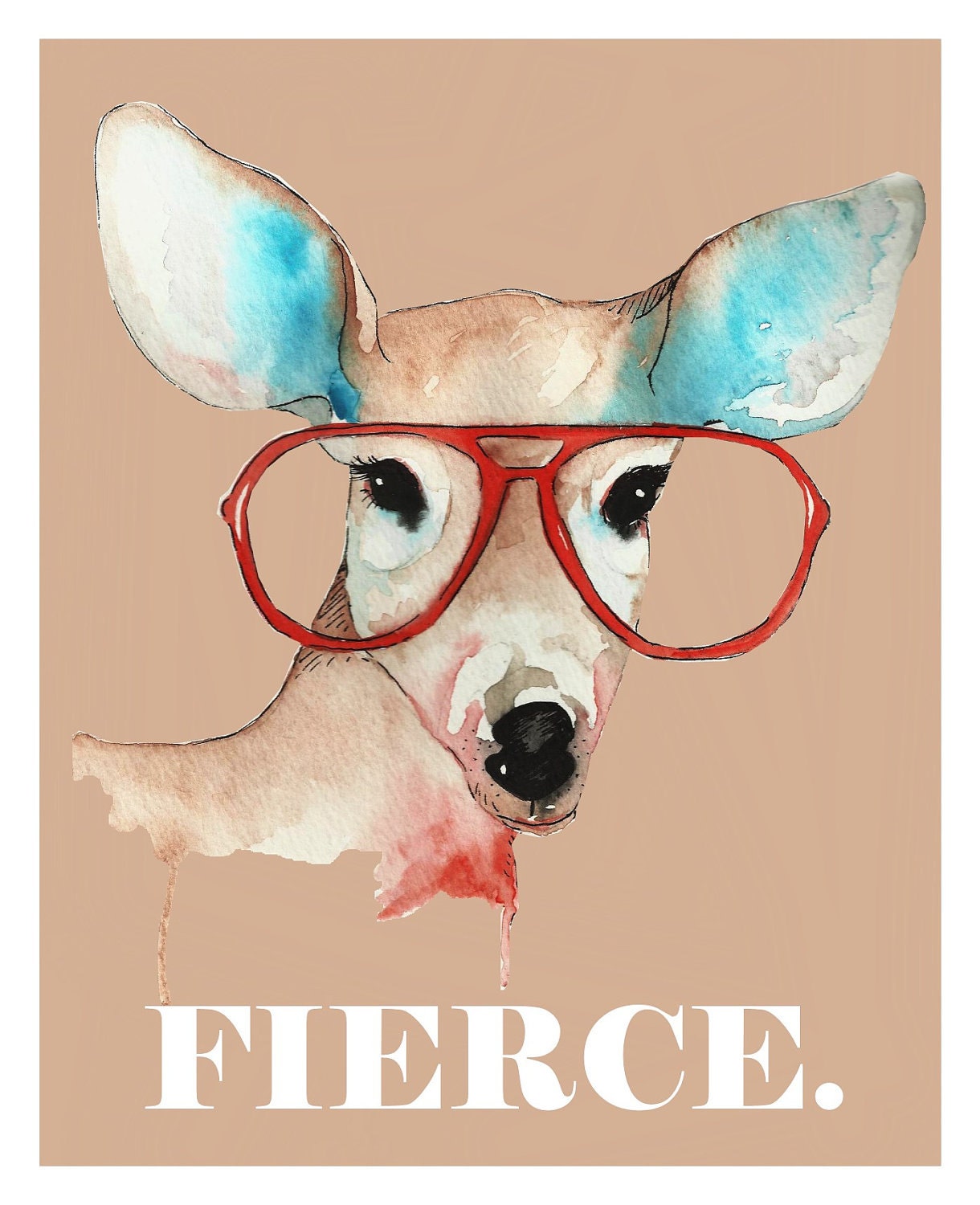 8x10 Fierce Deer Hipster Print