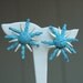 Vintage Speckled Blue Glass and Faux Pearl Atomic Burst Earrings