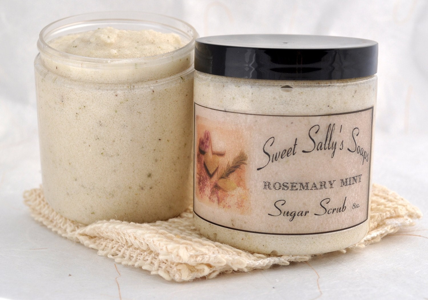 Rosemary Mint Sugar Scrub, 8oz Emulsified Organic Sugar