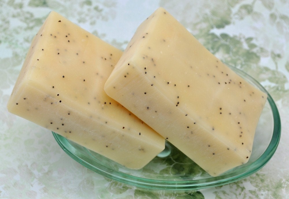 Organic Handmade Soap Lemon Poppyseed, Vegan soap, cold process soap