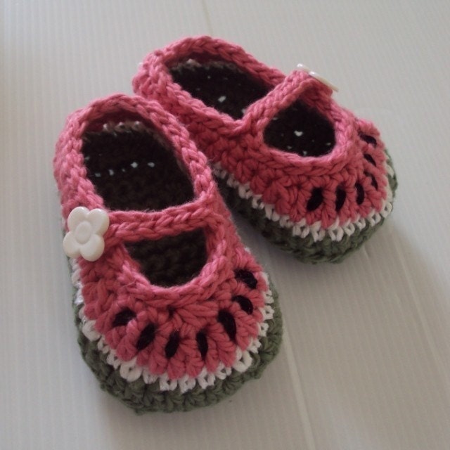 Download Now - CROCHET PATTERN Watermelon Mary Janes - Pattern PDF