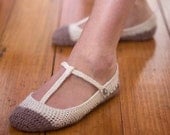Download Now - CROCHET PATTERN Skimmer T-Strap Ballet Flats Slippers - Pattern PDF