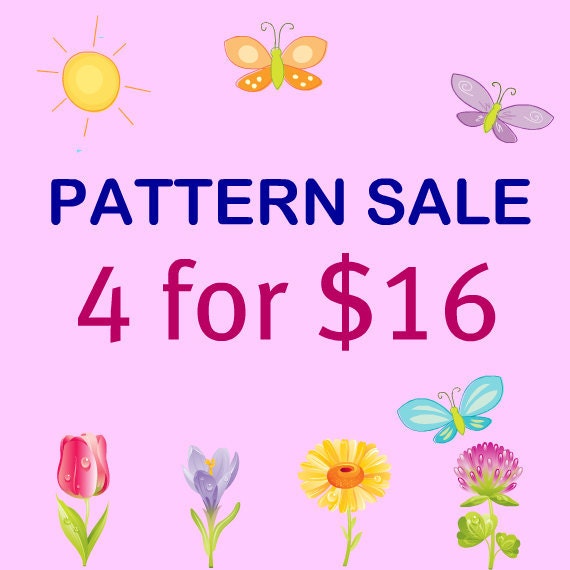 PATTERN SALE - Pick any 4 PDF crochet patterns for one low price