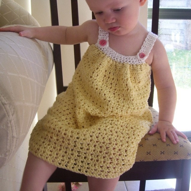 Download Now - CROCHET PATTERN Pretty Pleated Yoke Dress - Baby to Youth - Pattern PDF