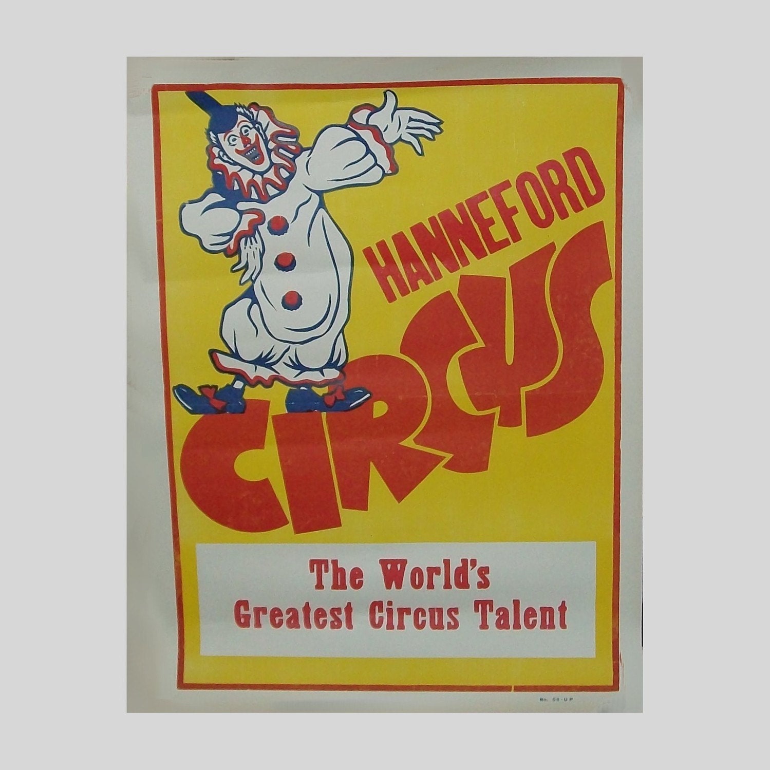 1960s wall hanging / vintage 60s home decor / Playful Clown Circus Poster