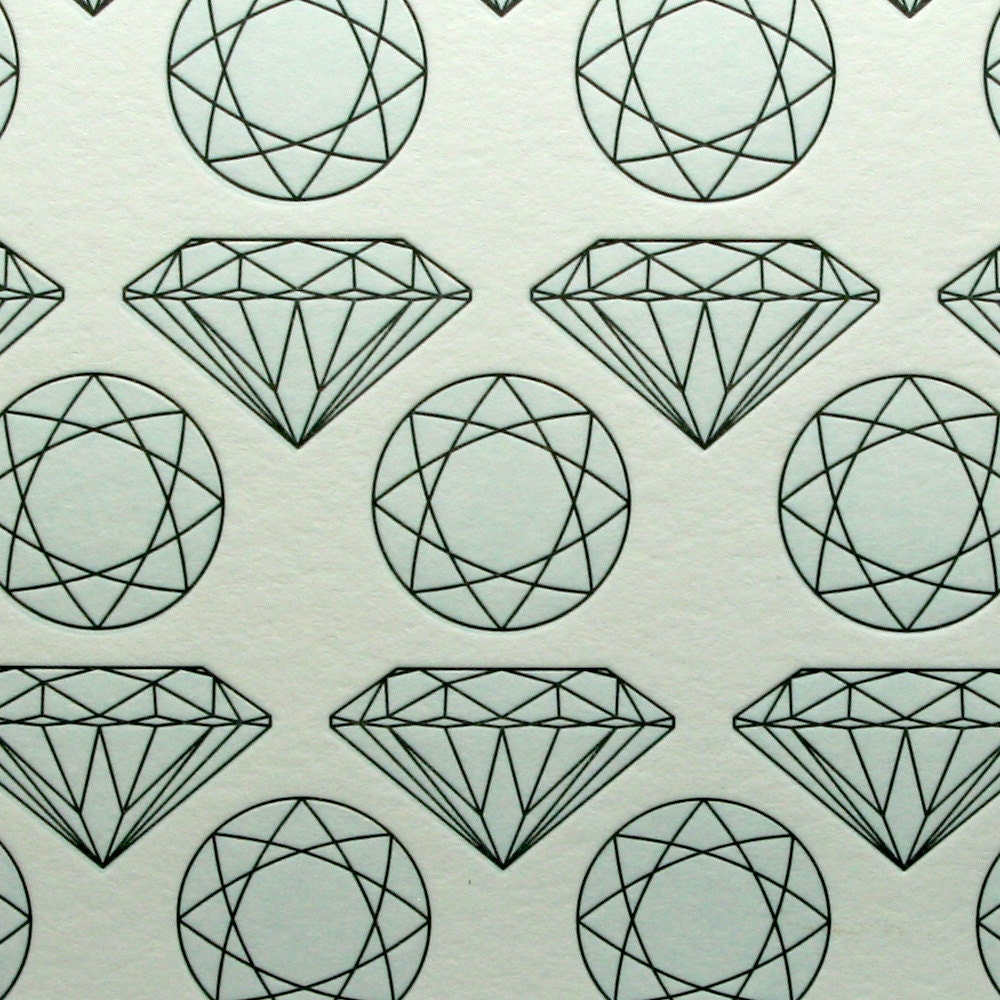 Diamond Letterpress Card in Light Blue/Black