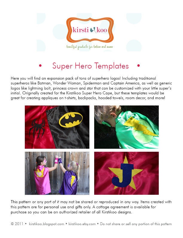 Super Hero Logo Applique Templates