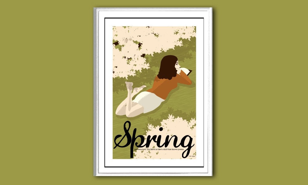Poster Spring retro 12x18 inches print