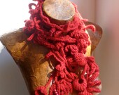 Scarlet, extra long wearable fiber art red scarf