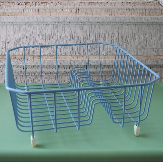 Blue Coated Wire Dish Drying Rack by lisabretrostyle2 on Etsy