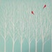 The Happy Couple - original painting of two red birds