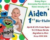 Sesame Street Birthday Invitations, Elmo, Cookie Monster, Big Bird  Printable Photo Card,