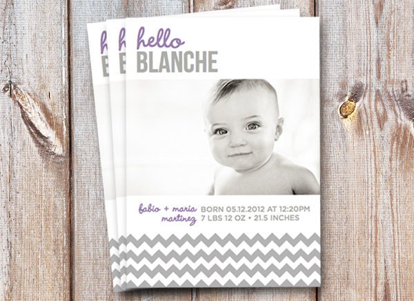Birth Announcement Photo Card - "Hello Baby" (5x7)