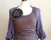 Greish lilac CABLED SHRUG summer evening in the CITY