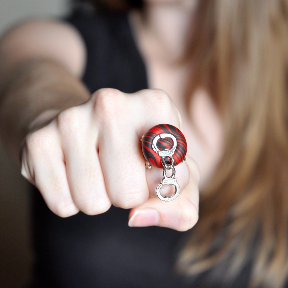 Items similar to Naughty Handcuffs Ring Valentine's Day Jewelry Gift in