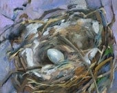 Lilac Bird Nest Painting - Open Edition Print
