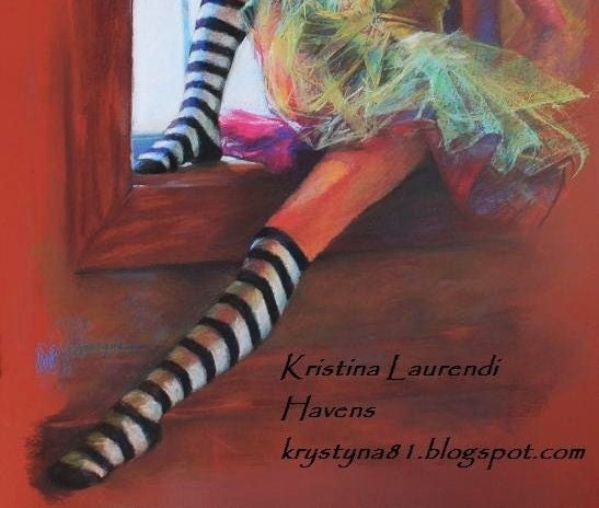 Large Fine Art Print of a Pastel Drawing - Ballerina in Striped Socks Sitting at the Window