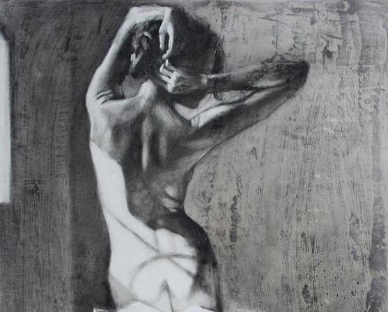 Original Charcoal Figure Art  Drawing of a Woman -  "In the Sunlight, Strong"
