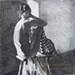 Figure Art in Black and White, Woman wearing Striped Tights - "The Center Ring" Large Print - Fine Art Reproduction