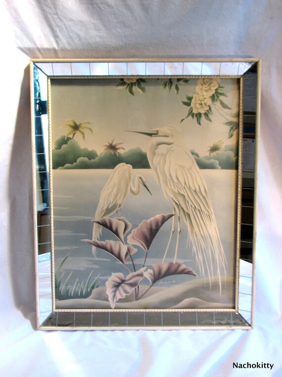 Mid Century Tropical Birds Mirr...