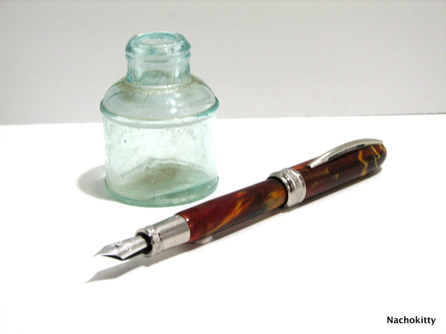 Old Glass Carters Fountain Dip Pen Ink Bottle by Nachokitty