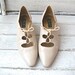 Vintage Italian Creme Leather Corset Lace Pumps