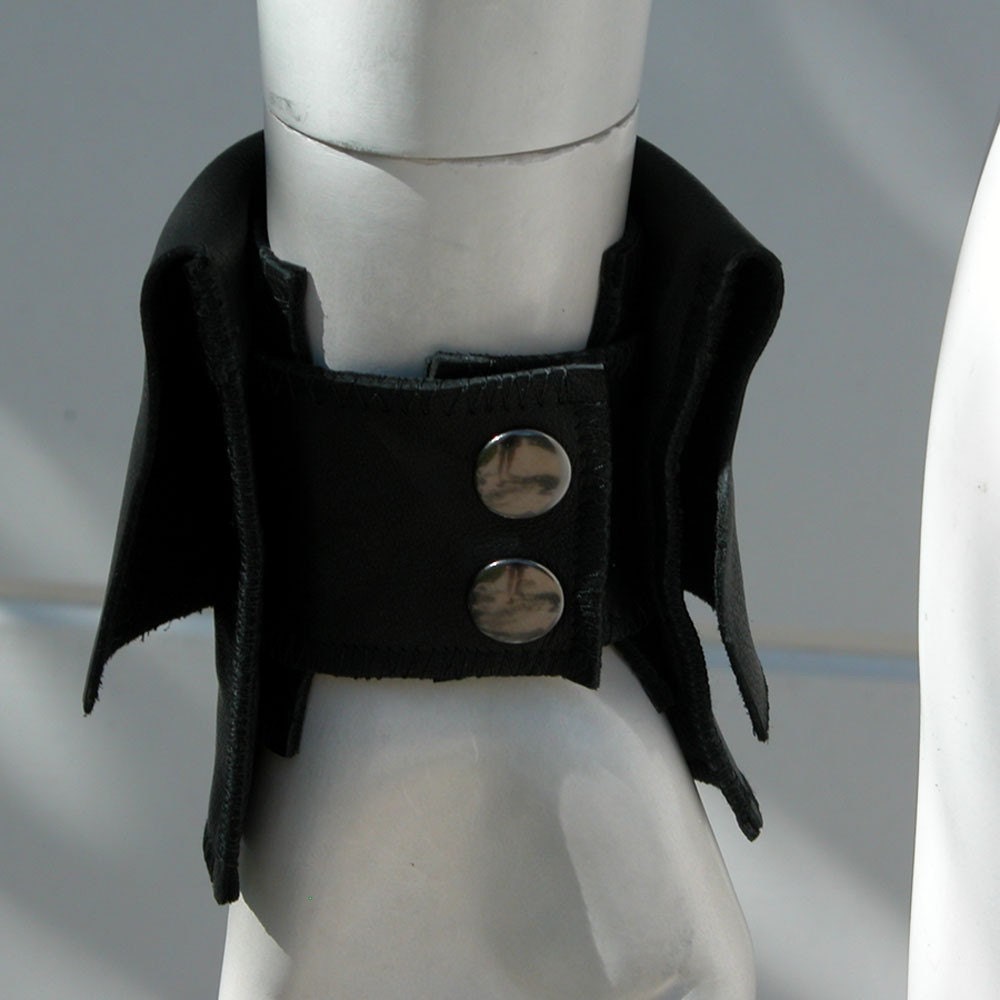 Black Leather Natural Edge Wrist and Belt Bag Made to Order
