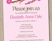 Printable Bridal Shower Invitations Digital File Pink and Green Love Birds and Cherry Blossoms Il_170x135