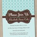 Blue and Brown Bridal Shower Invitations Printable Digital File Quatrefoil Pattern