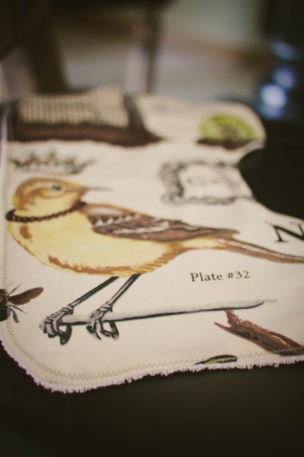 Vintage French Bird Burp Cloth for Babies Free SH in the US