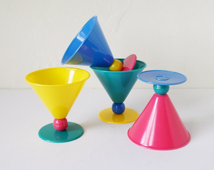RESERVED for Orsalia - Post modern cone-shaped plastic cups