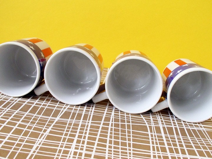 Vintage American flag coffee mugs