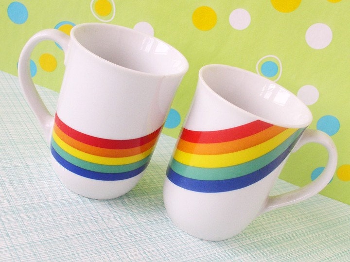 Two rainbow mugs - vintage