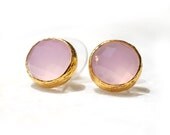 Pink Quartz Stud Earrings
