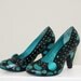 Hand Painted Teal Polka Dot Heels in Size 7