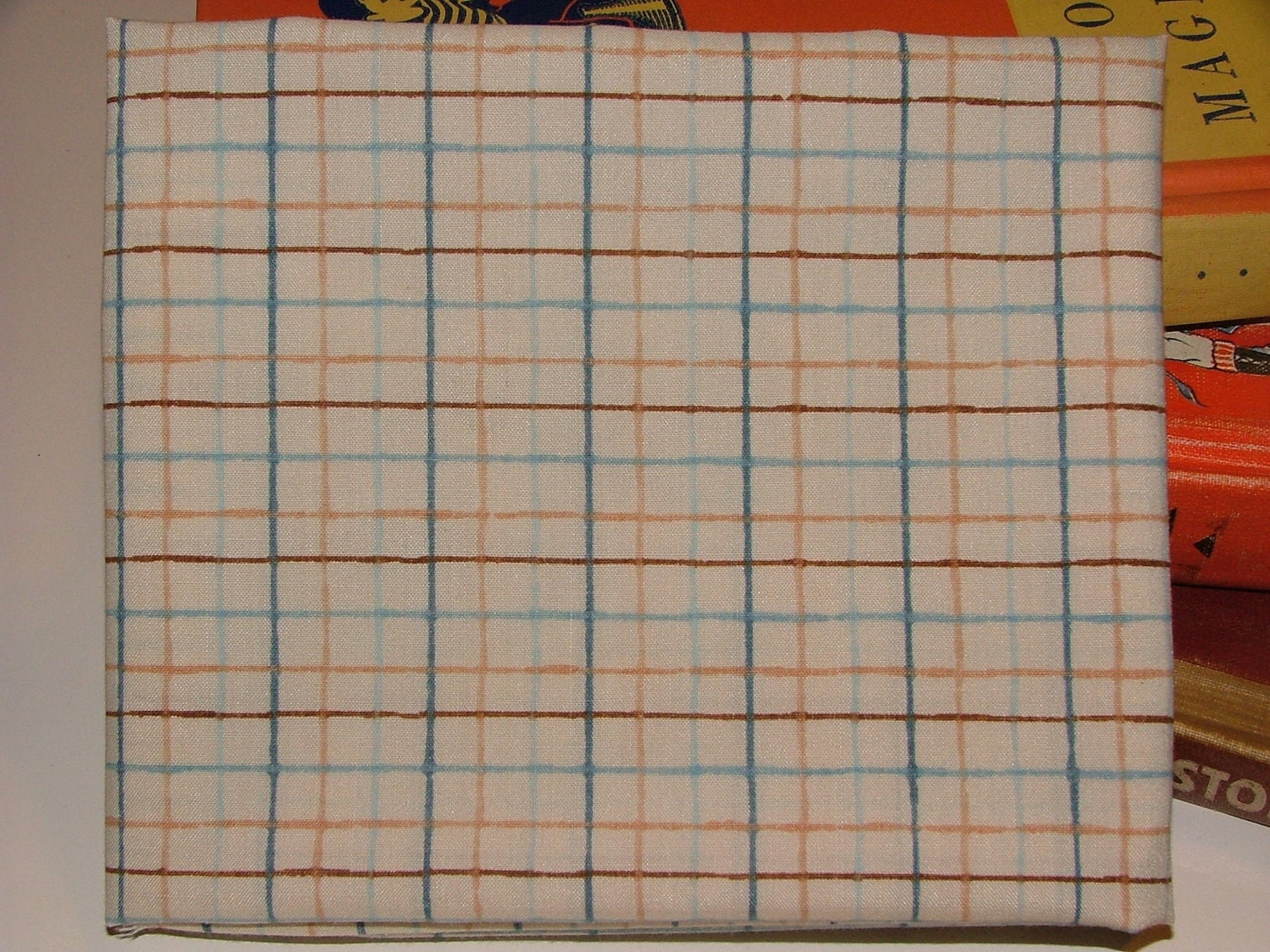 I.T. Guy Plaid  - really fat quarter - vintage linens fabric