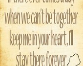 Nursery Art Print - 8x10 Illustration Art Print - In Your Heart Forever - Wedding, Quote, Love, Winnie the Pooh, Nursery