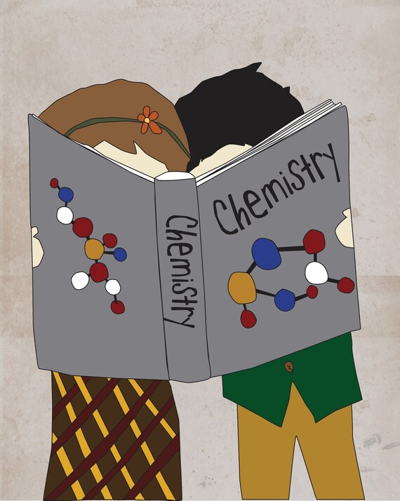 Digital Print-8x10 Illustration Art Print-Their Chemistry-Valentine's Day, Couple, Love, Chemistry, Book, Romance, Home Decor, Wall Decor