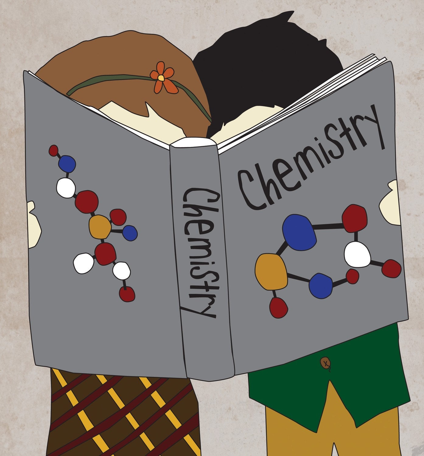 Digital Print-8x10 Illustration Art Print-Their Chemistry-Valentine's Day, Couple, Love, Chemistry, Book, Romance, Home Decor, Wall Decor