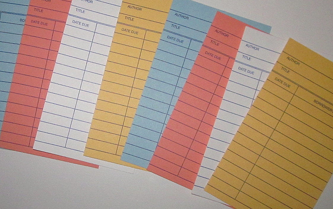 Library Book Cards- Set of 60