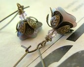 Colleen - Raspberry Swirl Brass Dangle Earrings