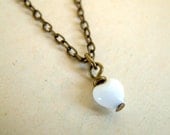 Valentine - Tiny White Glass Heart Necklace