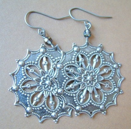Jasmine - Silver Filigree Starburst Earrings