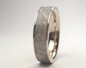 Iron Meteorite Men & Women Wedding Band - Inlaid in 14K White Gold