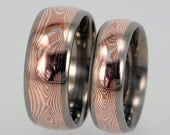 Reserved listing for Anouris - Mokume Gane inlaid in Titanium Wedding or Anniversary Ring Set - jer1-003