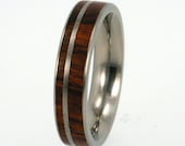 Wedding Band - Narrow (dainty) Ironwood Wood inlay